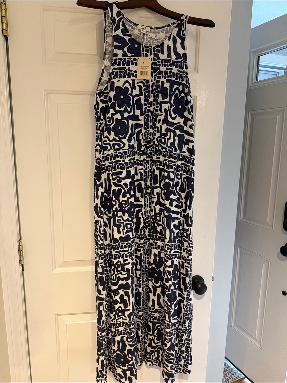 NIC+ZOE Navy and White Printed Sleeveless Maxi Skirt - NWT